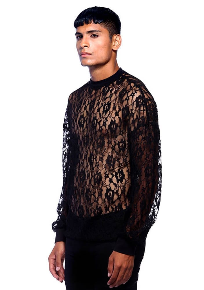 Black hotsell lace sweatshirt