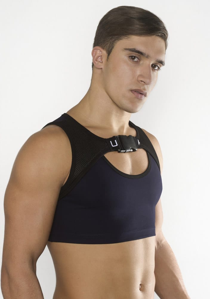 UK Men Sports Bra Crop Tank Top Y-Back Fitness Muscle T-shirt