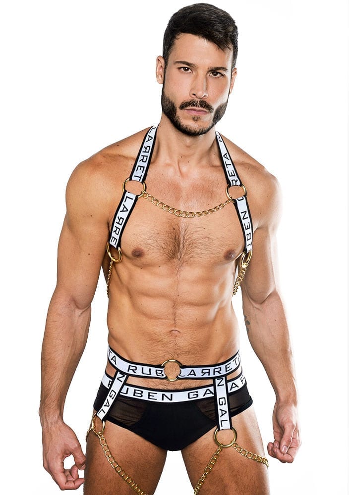 Gay Leather Leg Harness With Adjustable Strap And Captain Hook